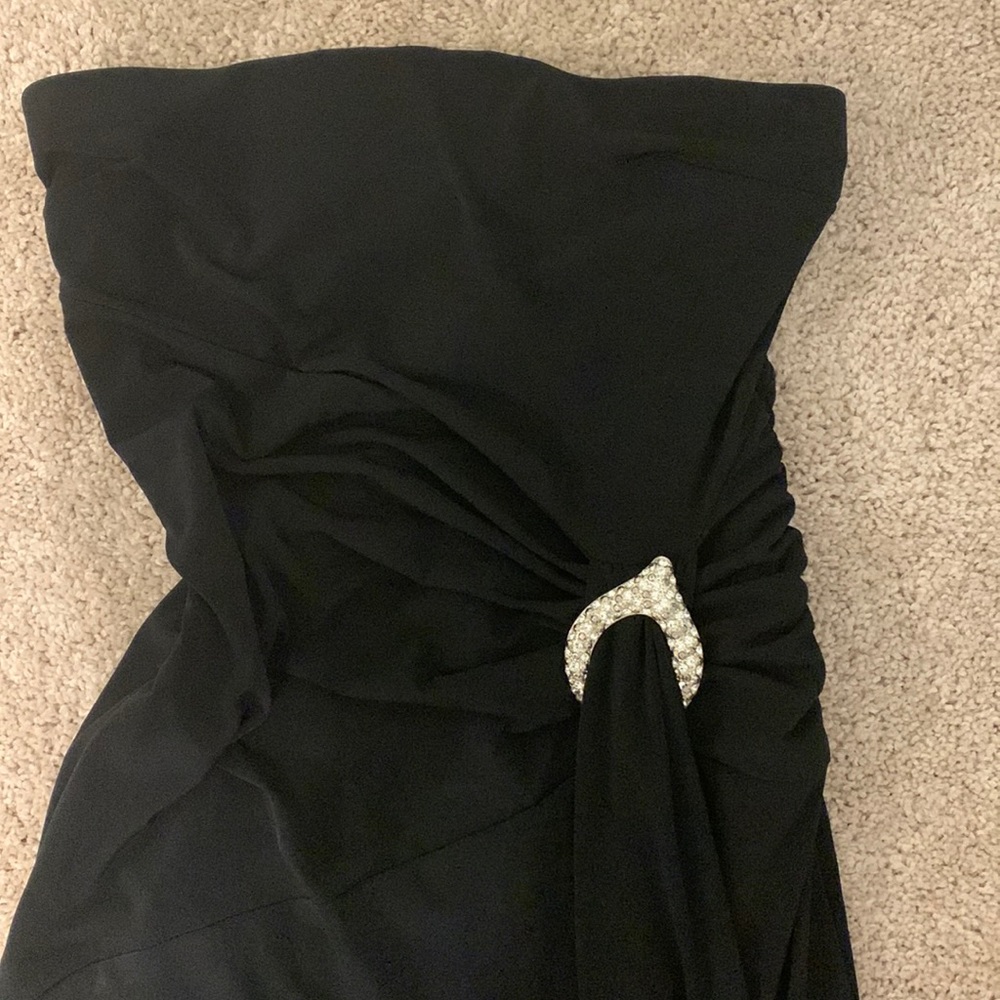 Jessica Mc Clintock maxi black crystal formal gown.